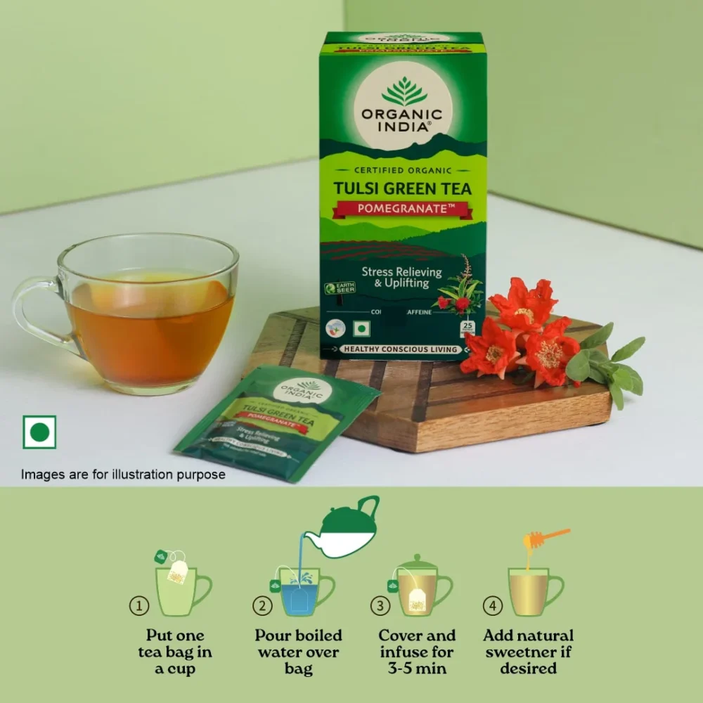 Tulsi Green Tea Pomegranate Flavour - Image 3